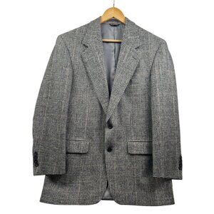 Lord & Taylor Fifth Avenue Collection Mens Blazer 44R Gray Glen Plaid Camel Hair